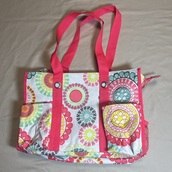 Colorful Thirty-One Organizing Zip Utility Tote in Citrus Medallion Pattern NWOT - Picture 11 of 12